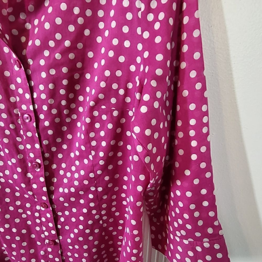Coldwater Creek Pink & White Polka Dot Blouse - Picture 6 of 8